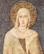Simone Martini detail depicting Saint Clare of Assisi from a fresco  in the Lower basilica of San Francesco oil